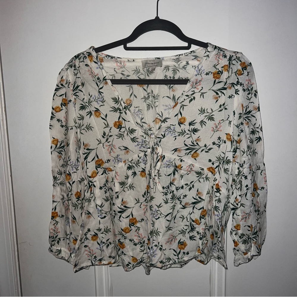 Lucky Brand White Floral Blouse